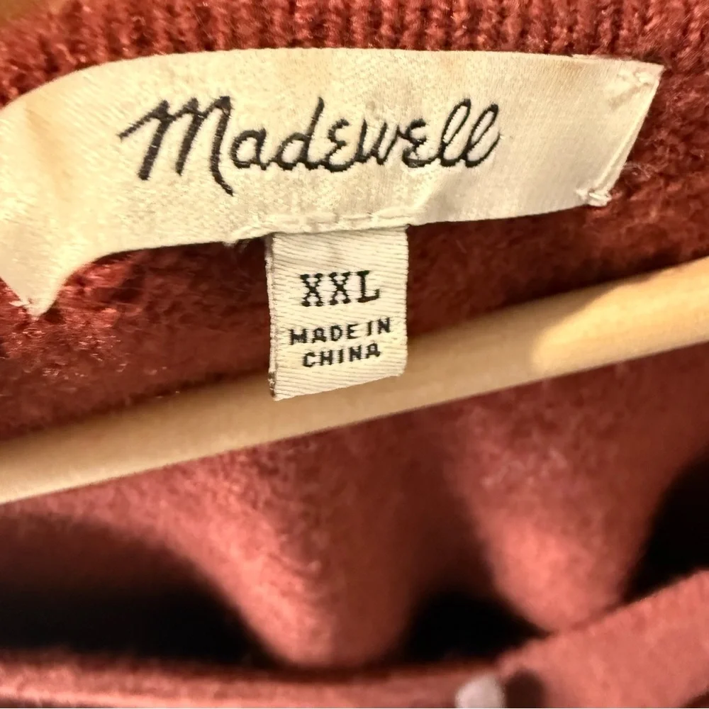 Madewell V Neck Wool Blend Knit Pullover Sweater Size XXL Burned Brown Cozy
